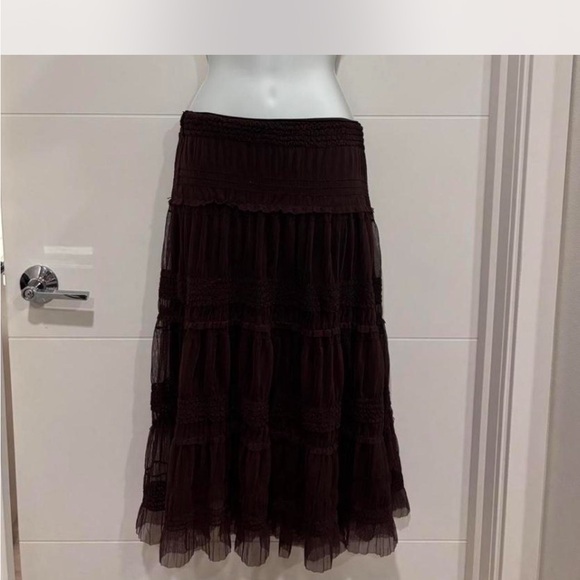 Dresses & Skirts - Elegant Brown Tiered Skirt